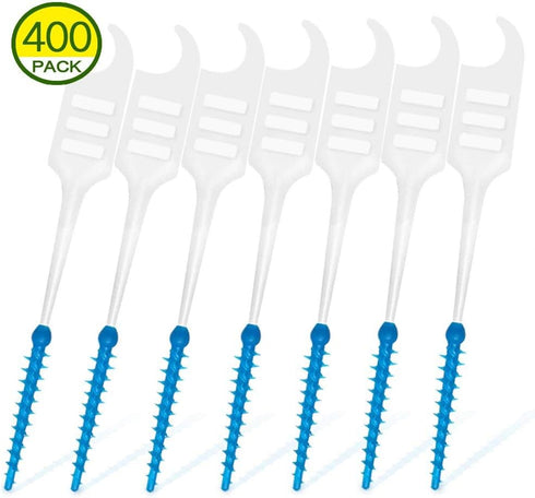 400pcs Dental Picks, Soft-Interdental Brush Double-Ended Toothpicks, Silicone Dental Floss