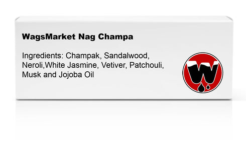 WagsMarket Nag Champa Perfume Oil, 0.33oz Roll On to 4oz Glass Bottle