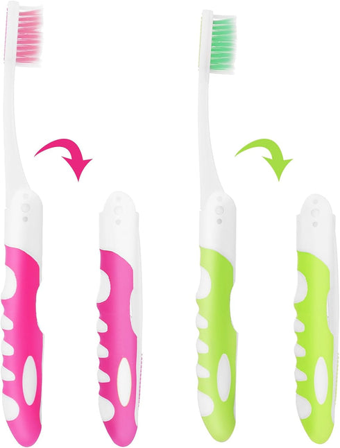 2Pcs Travel Toothbrush - Portable Soft Folding Toothbrushes for Travel Camping Hiking
