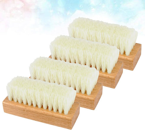 GLEAVI Scrub Cleaning Brush - 4 Pcs Soft Bristles Heavy Duty Scrub Brush with Wooden Handle Household Scrub Brush for Cleaning Upholstery, Car Interior Cleaning, Furniture, Couch, Sofa by GLEAVI