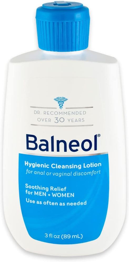 Balneol Hygienic Cleansing Lotion for Women and Men, Soothing Relief for Pain, Itch, and Discomfort, 3 oz
