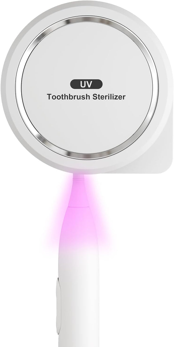 UV Toothbrush Sanitizer Holder - Portable Toothbrush Cleaner Case with Fan Drying, Fits Most Electric Manual