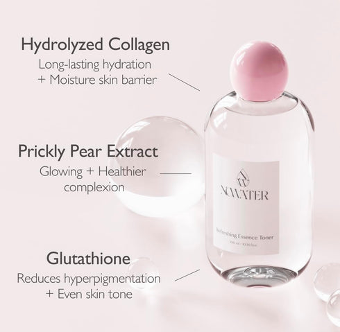 Refreshing Essence Toner, 10.14 fl.oz, Hydrating Facial Toner for Glass Skin with Hydrolyzed Collagen & Niacinamide