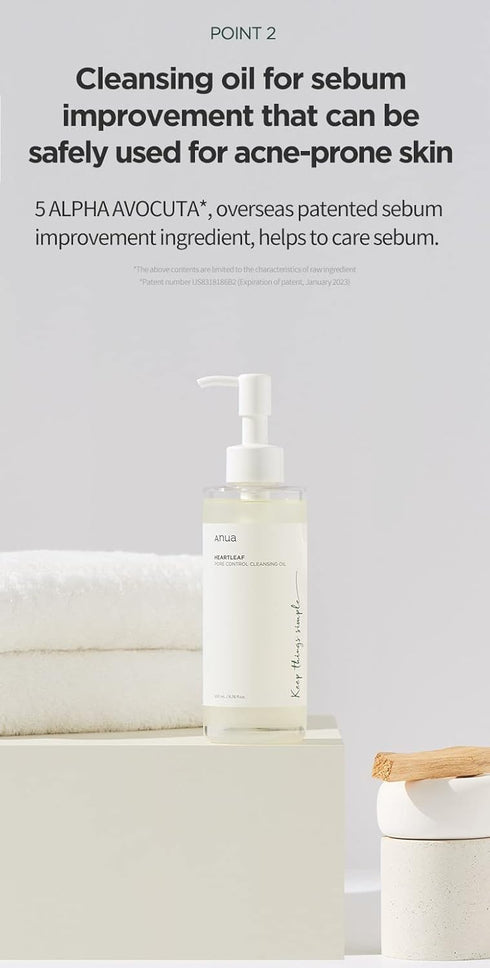 ANUA Heartleaf Pore Control Cleansing Oil, Oil Cleanser for Face, Makeup Blackhead Remover, Korean Skin Care, 6.76 fl