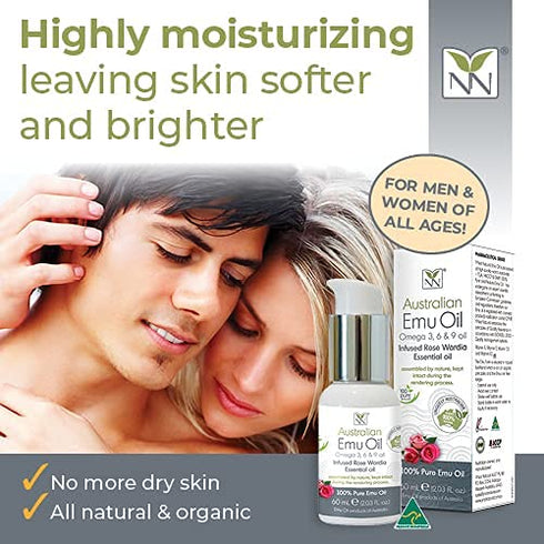 Y-Not Natural Ultra Pure Australian Emu Oil, Luxury Emu Oil 60 mL, Infused with Rose Wardia, Ultimate Moisturizer