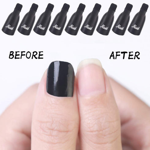 HiMo 10PC Black Plastic Acrylic Nail Art Soak Off Cap Clip UV Gel Polish Remover Wrap Tool
