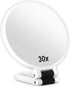 30x Magnifying Travel Mirror, Handheld Double Side Mirror with 1X 30X Magnification & Adjustable Handle for Makeup