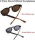 2 Pack Bifocal Reading Sunglasses for Women - Outdoor Reader Glasses in Vintage Round Shape