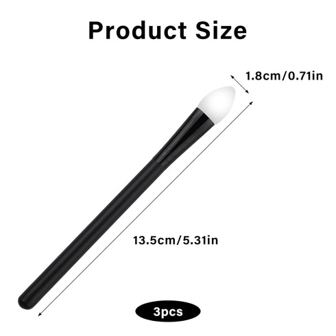 3 Pcs Eyeshadow Applicator Brush Set, Silicone Makeup Brushes for Liquid Eye Shadow and Lip Mask Application