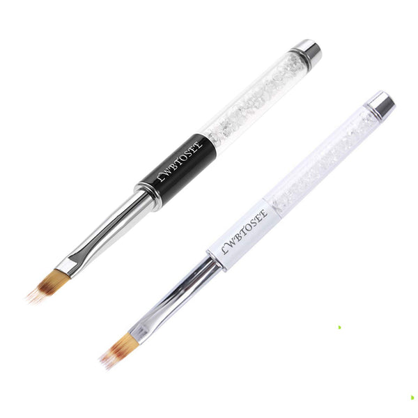 LWBTOSEE 2pc Nail Ombre Brush for Nail Art Painting, UV Gel Polish Gradient Color, Black & White