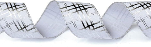 Christmas Ribbon Wired, 6 Rolls 2.5 Inch 36 Yard Silver Sheer Glitter Organza for Tree, Gift Wrapping, Crafts