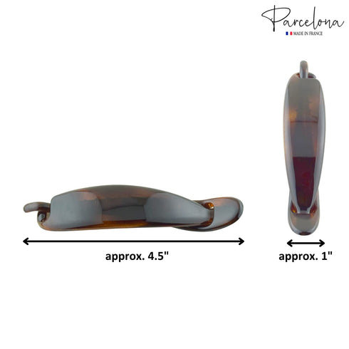 Parcelona French Sleek Tortoise Shell Brown Large Hair Clips, 4 1/2", Metal Free, Strong Hold, Made in France