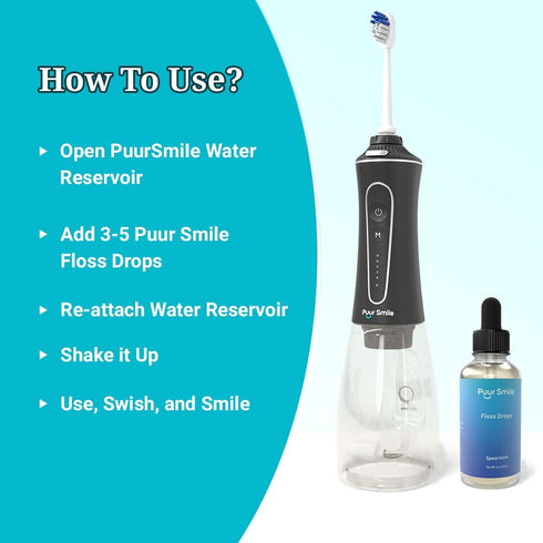 Concentrated Floss Drop Serum, 2oz Mouth Wash for Water Flosser, Organic Spearmint for Good Oral Health