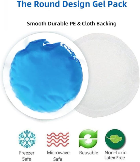 Small Ice Packs 12 Round Reusable Hot Cold Gel Packs for Pain Relief, Breastfeeding, Cold Compress with Sleeve