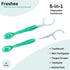 Freshee 5 in 1 Disposable Mini Toothbrush with Toothpaste, Floss, Pick, Tongue Scraper, Travel Size, Mint