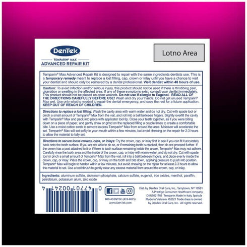 DenTek Temparin Max Advanced Dental Repair Kit, 13+ Repairs, Pack of 6