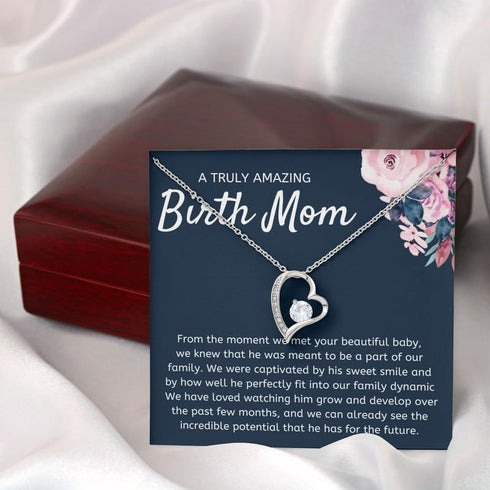 Luxe Gifting Birth Mom Necklace Message Card Box Forever Love Mahogany - From The Moment We Met - Appreciation