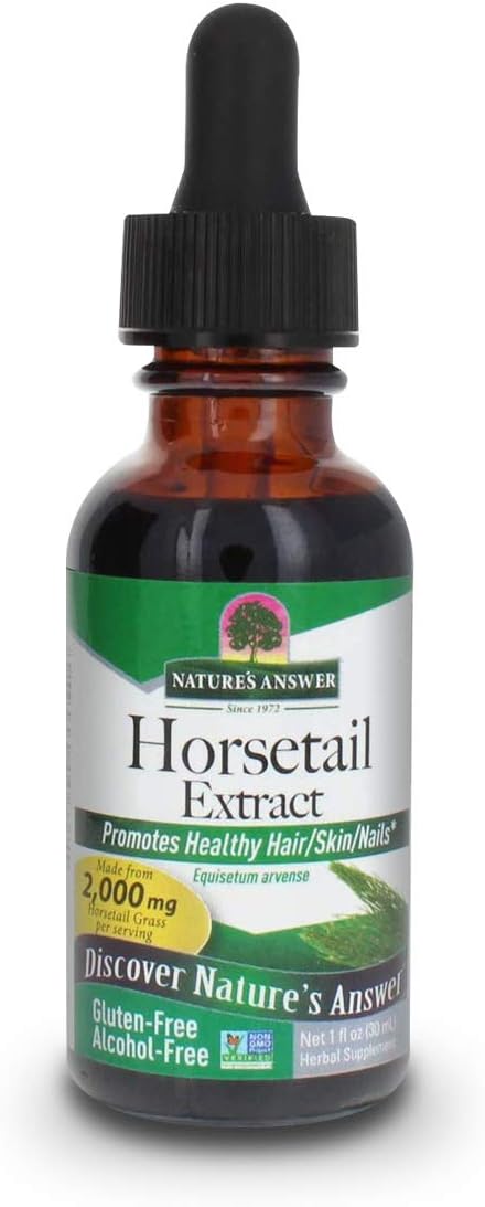 Nature's Answer Alcohol-Free Horsetail Herb Extract Supplement, 1-Fluid Ounce for Hair, Skin, & Nails Support