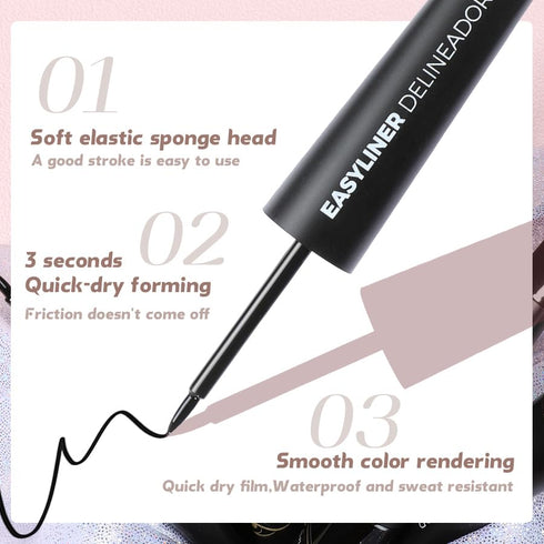 AKARY Dip Eyeliner Waterproof 24H Longlasting, Black Liquid Eyeliner Quick Drying, Colored Eye Liner Pencil for Women