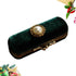 Lipstick Case Holder, Fashion Cosmetic Travel Cases, Retro Velvet Lipstick Box with Mirror, Green