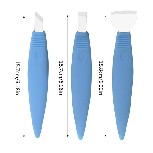 Pedicure Knife Set for Feet, 3Pcs Stainless Steel Tools for Ingrown Toe Nail, Callus Remover Kit (Dark Blue Suit)