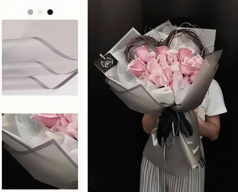 20 Pcs Waterproof Flower Wrapping Paper, Silver Border 23x23 Inch for Valentine's Day, DIY Crafts, Gift Packaging