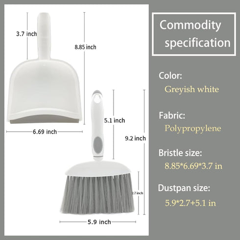 Mini Dustpan and Brush Set, Small Broom and Dustpan Set for Desk, Table, Home, Kitchen Necessities (Gray)