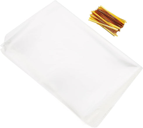 Bread Packaging Bags 100 Sets Gusseted Poly Bread Wrappers with Self-seal Adhesive
