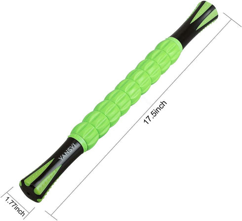 Yansyi Muscle Roller Stick for Athletes Body Massage Roller Stick for Myofascial Trigger Points and Recovery Green