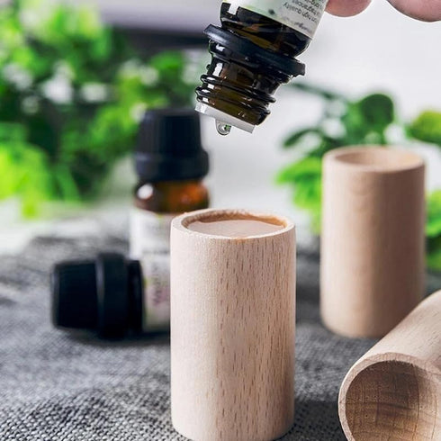 YuanHolumid Black Walnut Wood Essential Oil Diffuser, Wooden Aromatherapy Round Office Home Car Diffuser, Small Wooden