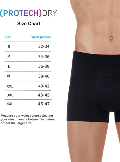 PROTECHDRY Men's Incontinence Boxer Briefs - Medium, Black