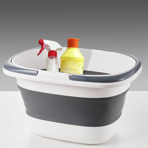 Large 4.2 Gallon (16L) Collapsible Mop Bucket with Handle, Space Saving Foldable Water Pail for Camping, Grey