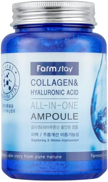 FARMSTAY Collagen & Hyaluronic Acid Ampoule - Korean Skin Care, 8.45 Fl. Oz / 250ml Hydrating Serum