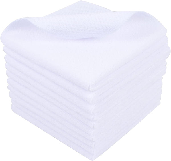 SINLAND Wholesale Microfiber Dish Cloth, 10 Pack 12 Inch x 12 Inch Kitchen Cleaning Cloths with Poly Scour Side