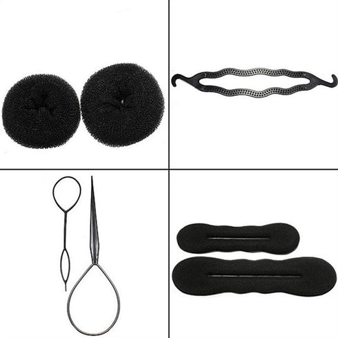 Moor 73 pcs Hair Braiding Tool with Brown Hair Wig Bun, Hair Styling Accessories, Magic Bun Maker Kit for Women, Kids