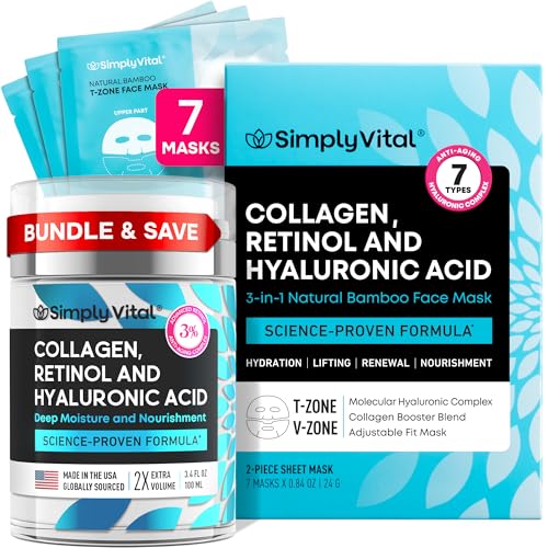 Collagen Cream & Hydrating Face Mask Set with Retinol & Hyaluronic Acid