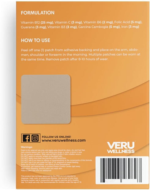 Veru Wellness B12 Energy Patch, Natural Self Adhesive Time Release Patch, Garcinia (60 Days)