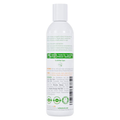 Wild Naturals Manuka Honey Shampoo for Eczema & Psoriasis, Hydrating Sulfate-Free with Aloe Vera & Coconut Oil