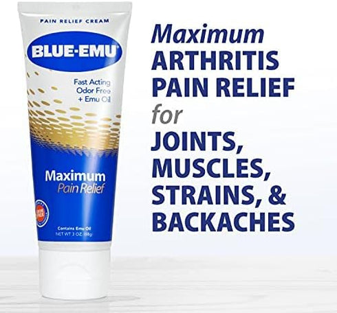 Blue Emu Arthritis Maximum Pain Relief Topical Cream for Muscles, Joints and Strains with Emu Oil, 3oz, 2 Pack