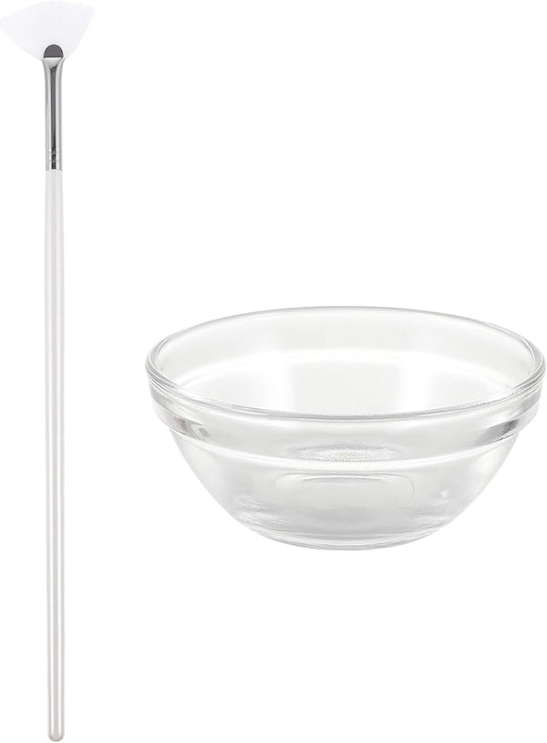 Ipetboom Face Mask Mixing Bowl Set, Clear Glass Facial Mask Bowl, Stick Spatula, Face Mask Brush