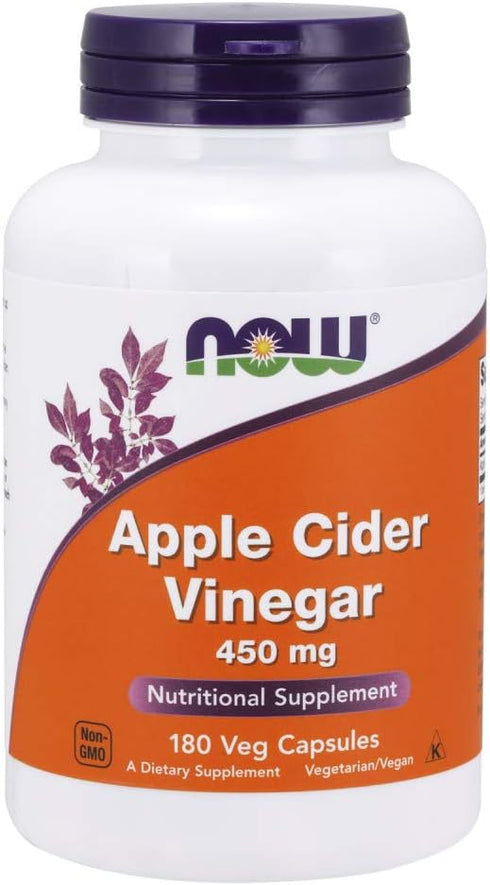 NOW Foods Apple Cider Vinegar Supplements, 450 mg, 180 Veg Capsules