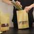 50 pcs Kraft Bags with Window Stand Up Ziplock Seal Paper Bag, Resealable Large Food Storage Pouch 1oz 3.5×5.5in