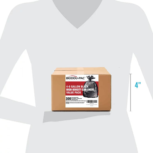 300 Count Black 4-6 Gallon Trash Bags, Multi-purpose Bin Liners for Bathroom, Office, Industrial, Commercial
