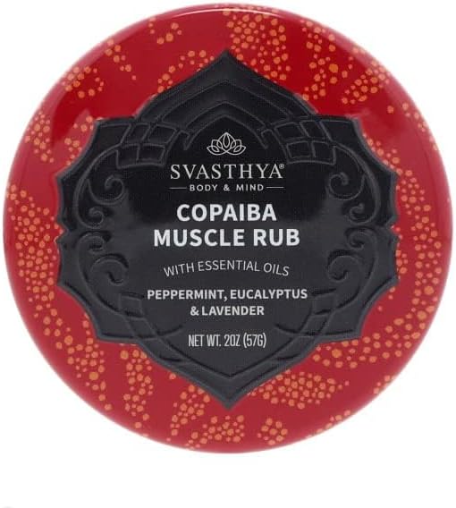 SVASTHYA BODY & MIND Copaiba Muscle Rub - Fast Acting Cooling Treatment for Sore Muscles & Joint Pain, 2 oz