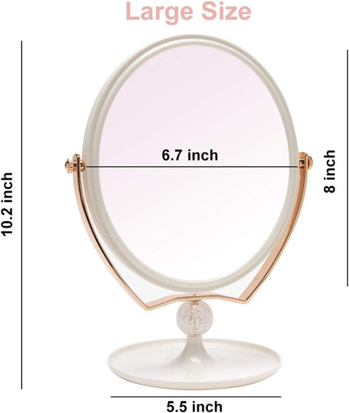 YEAKE 8" Oval Makeup Vanity Mirror, Double Sided 3X Magnification, 360° Swivel, ABS Plastic Cosmetic Table Mirror