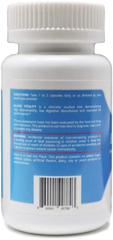Dr. Wholeness Blood Vitality - Daily Iron Supplement & Multivitamin, Boost Ferritin & Energy, 30 Caps