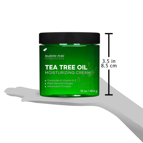 MAJESTIC PURE Tea Tree Oil Moisturizing Cream - Body, Foot & Face Moisturizer with Ceramides, 16 oz