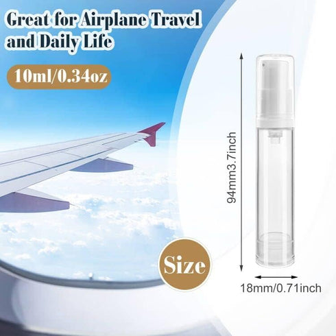 20Pcs 10ml/0.34oz Airless Pump Bottle Refillable Plastic Airless Vacuum Dispenser Portable Clear Cosmetic Sample Vial Container Jars for Lotion Emulsion Toiletries Liquid Foundation
