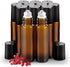 Sungwoo 12 Pack Essential Oil Roller Bottles, 10ml Amber Glass with Caps for Travel, Perfume