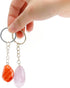 20 PCS Natural Healing Crystals Tumbled Stone Beads Keyring, Mixed Irregular Shaped Chakra Stones Keychains